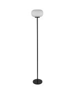 Searchlight Lumina EU10274-1BK zwarte vloerlamp met opaal geribbeld glas