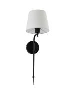 Searchlight Munich EU12081-1BK zwarte wandlamp met linnen kap