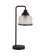 Searchlight Highworth EU1351-1BK zwarte tafellamp met holofaan glas