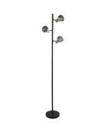 Searchlight Westminster EU23803-3SM zwarte vloerlamp met verchroomd glas