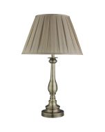 Searchlight Flemish EU4023AB bronzen tafellamp met grijs textiel