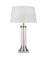 Searchlight Pedestal EU5141SS glazen tafellamp met creme kap