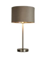Searchlight Finn USB EU58911TA tafellamp met USB en taupe fluwelen kap
