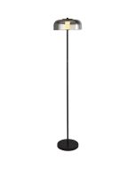 Searchlight Frisbee EU59802-1SM zwarte vloerlamp met rookglas