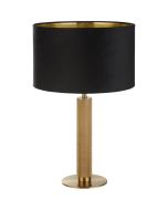 Searchlight London EU65721BK geribbeld messing tafellamp met fluwelen kap