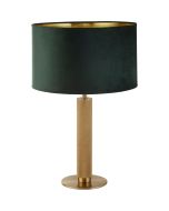 Searchlight London EU65721GR geribbeld messing tafellamp met groen fluwelen kap