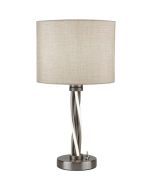 Searchlight Vegas EU7564SS stalen tafellamp met ivoor kleurige jute kap