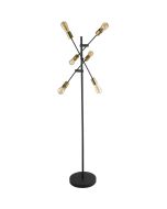 Searchlight Armstrong EU8076-6BK zwart met messing vloerlamp
