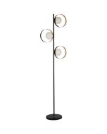Searchlight Orbital EU8143BGO zwart met goudkleurige vloerlamp en opaal glas