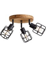Brilliant Gwen 99760/66 zwart stalen spot met hout