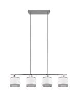 Trio Davos R31554006 chromen hanglamp met witte kapjes van textiel