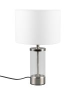Reality Grazia R51711007 staal met helder glazen tafellamp met witte kap