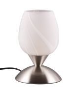 Trio Cup R59441001 mat staal tafellampje met albast glas