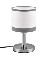 Trio Davos R59551006 chromen tafellamp met wit kapje van textiel