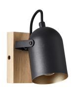Brilliant Tronte 99795/86 zwart met houten wandspot