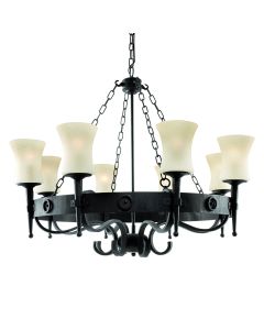 Searchlight Cartwheel 0818-8BK smeedijzeren kroonluchter