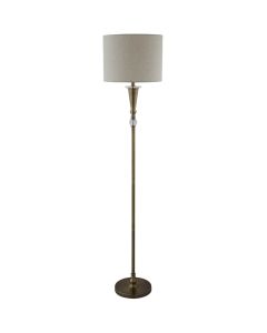Searchlight Oscar EU1012AB antiek bronzen vloerlamp met linnen kap