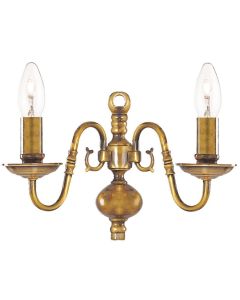 Searchlight Flemish 1019-2AB antiek messing wandlamp