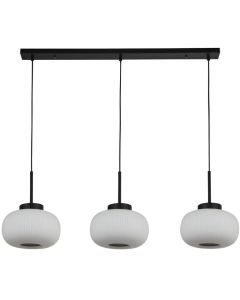 Searchlight Lumina 10271-3BK zwarte hanglamp met opaal geribbeld glas