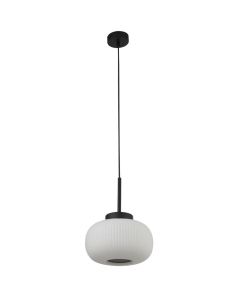 Searchlight Lumina 10272-1BK zwarte hanglamp met opaal glas