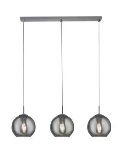 Searchlight Balls 1033-3SM hanglamp met drie rookglazen kappen