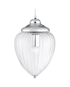 Searchlight Moscow 1091CC chroom kleurige hanglamp met ribbelglas