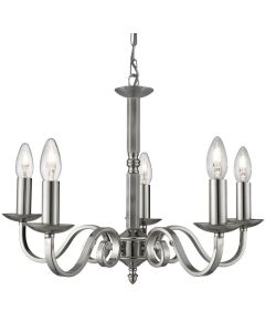 Searchlight Richmond 1505-5SS mat stalen vijf lichts kroonluchter