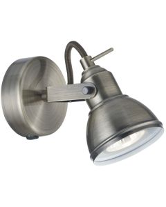 Searchlight Focus 1541SS staal kleurige wandspot met schakelaar