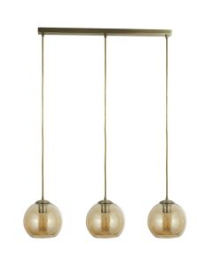 Searchlight Balls 1623-3SM hanglamp met drie amber glazen kappen