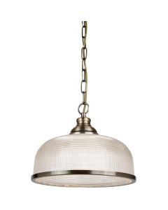 Searchlight Bistro 1682AB bronzen hanglamp met holofaan glas