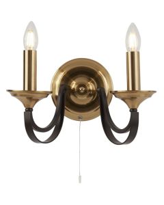 Searchlight Belfry 1842-2BZ brons met bruin metalen wandlamp