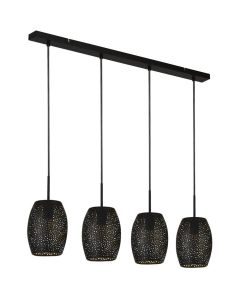 Searchlight Macbeth 19231-4BGO zwarte met laser uitgesneden metalen hanglamp