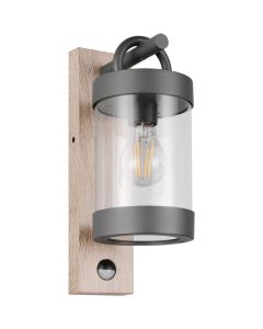 Trio Sambesi 204169135 grijze wandlamp met houtprint