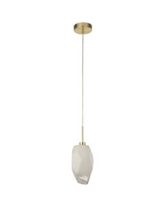 Searchlight Rocky 23141-1SB messing hanglamp met wit geborsteld glas