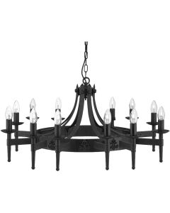 Searchlight Cartwheel 24212-12BK smeedijzeren kroonluchter