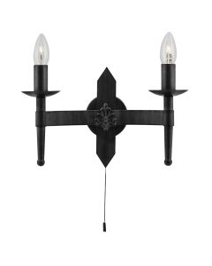Searchlight Cartwheel 2422-2BK smeedijzeren wandlamp