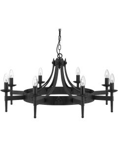 Searchlight Cartwheel 2428-8BK smeedijzeren kroonluchter