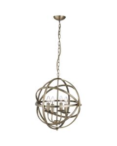 Searchlight Orbit 2474-4AB antiek bronzen kroonluchter