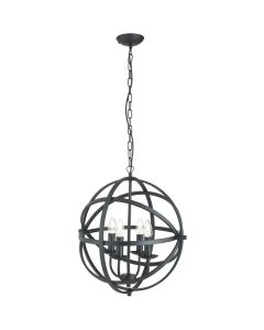 Searchlight Orbit 2474-4BK mat zwarte kroonluchter