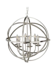 Searchlight Orbit 2476-6SS staal kleurige kroonluchter