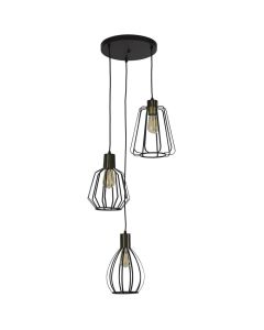 Searchlight Senator 24903-3BK zwarte hanglamp met antiek bronzen fittingen