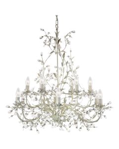 Searchlight Almandite 24912-12CR goud crèmekleurige kroonluchter met kristal