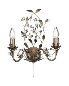 Searchlight Almandite 2492-2BR goudbruine wandlamp met kristal