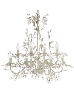 Searchlight Almandite 2498-8CR goud crèmekleurige kroonluchter met kristal