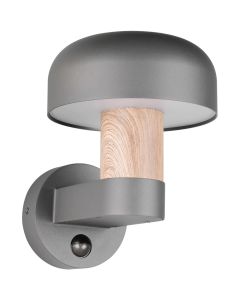 Trio Fraser 262569135 antraciet wandlamp met hout imitatie