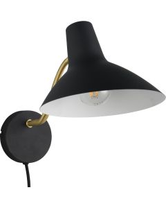 Trio Traveller 263470180 zwart met goudkleurige wandlamp
