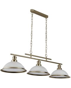 Searchlight Bistro 2683-3AB antiek bronzen hanglamp met albast glas