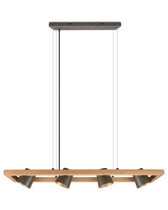 Trio Bell 301900467 Antiek stalen hanglamp met hout