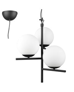 Trio Pure 302000332 mat zwarte hanglamp met opaal glas