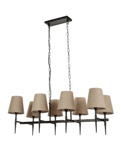 Searchlight Gothic 30690-8BK zwarte hanglamp met linnen kapjes